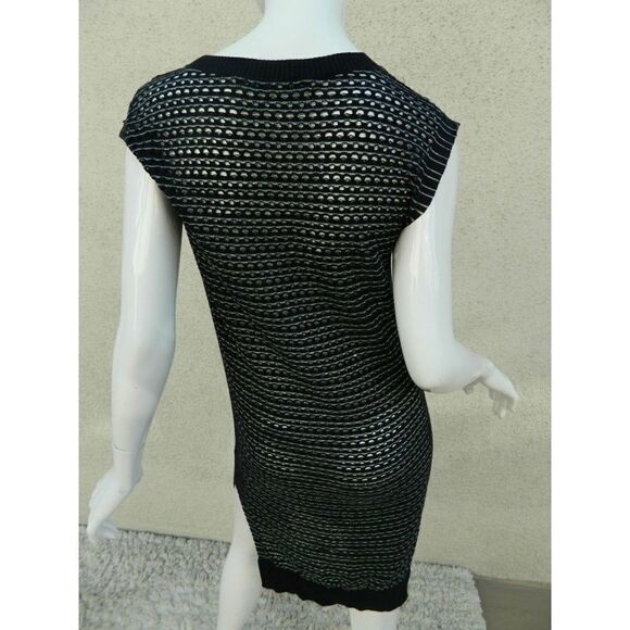 All Saints Sweater Dress Black Metallic Open Knit Fishnet Sexy Sheer Size 2 - Picture 3 of 8